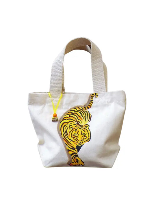Hand Painted Organic Cotton Bag - Tiger