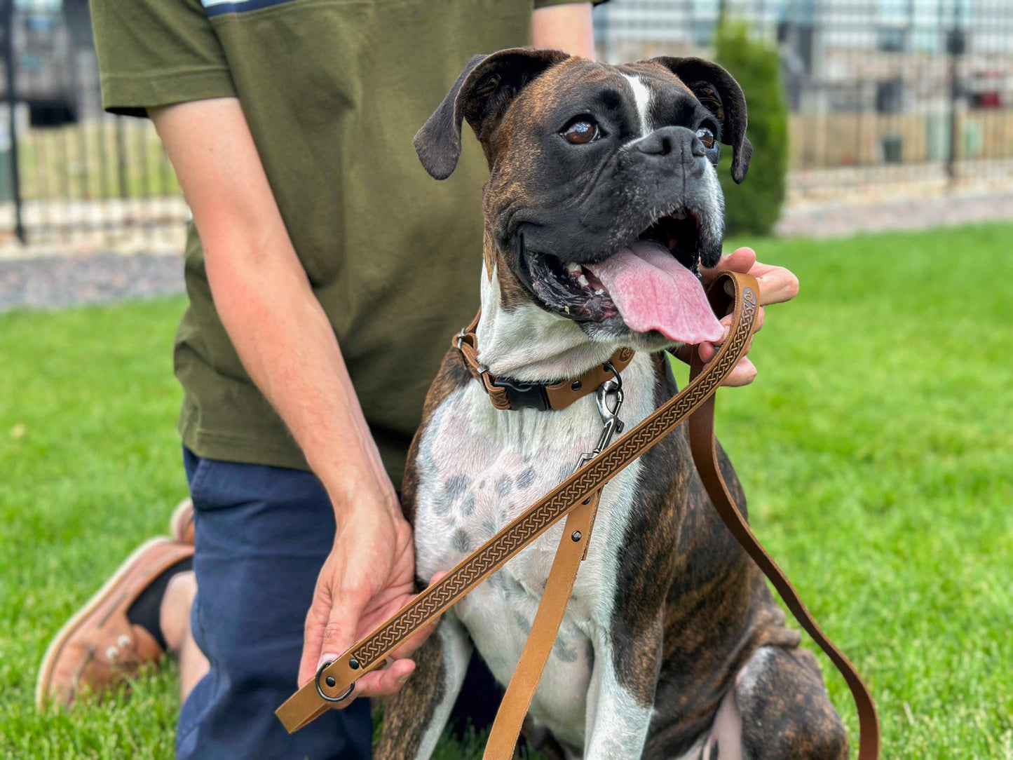 Celtic Sport Earth Brown Leather Dog Leash