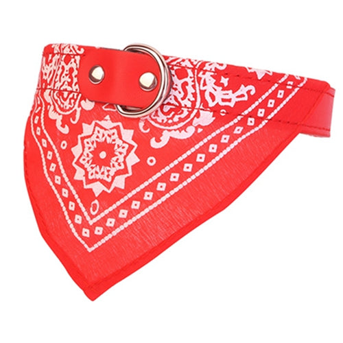Adjustable Bandana Leather Pet Collar Red