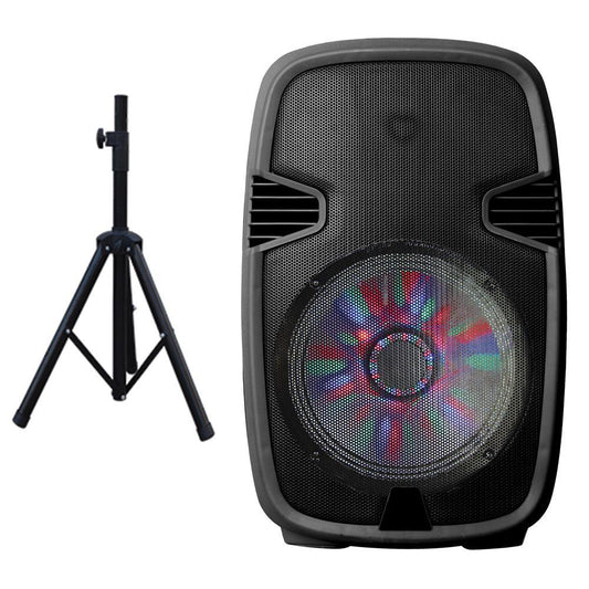 15" Portable Bluetooth Speaker With Stand Black
