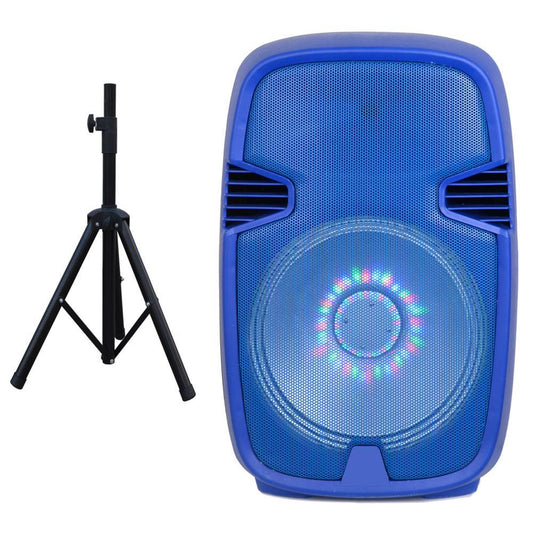 15" Portable Bluetooth Speaker With Stand Blue