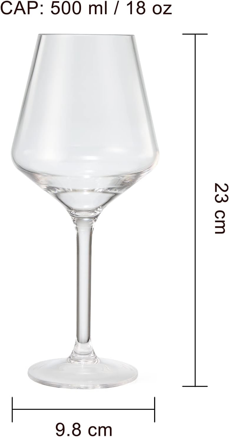 Shatterproof European Style Stemmed Crystal Wine Glasses Set of 4