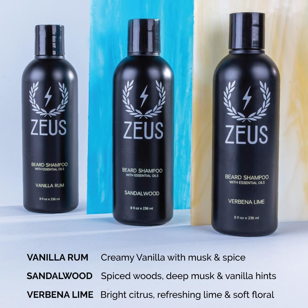 Beard Shampoo Wash, Infused with Green Tea & Natural Ingredients to Cleanse and Soften Beard – 8 Oz. Made in USA – Sandalwood