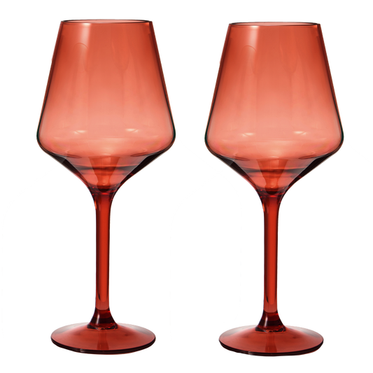 Muted Red Floating Wine Glasses 15oz Set of 2