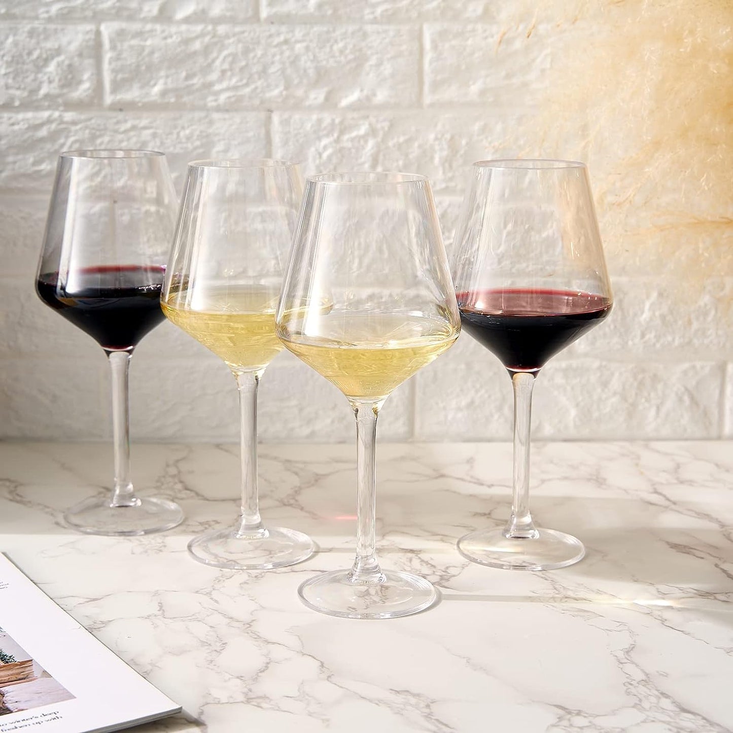 Shatterproof European Style Stemmed Crystal Wine Glasses Set of 4