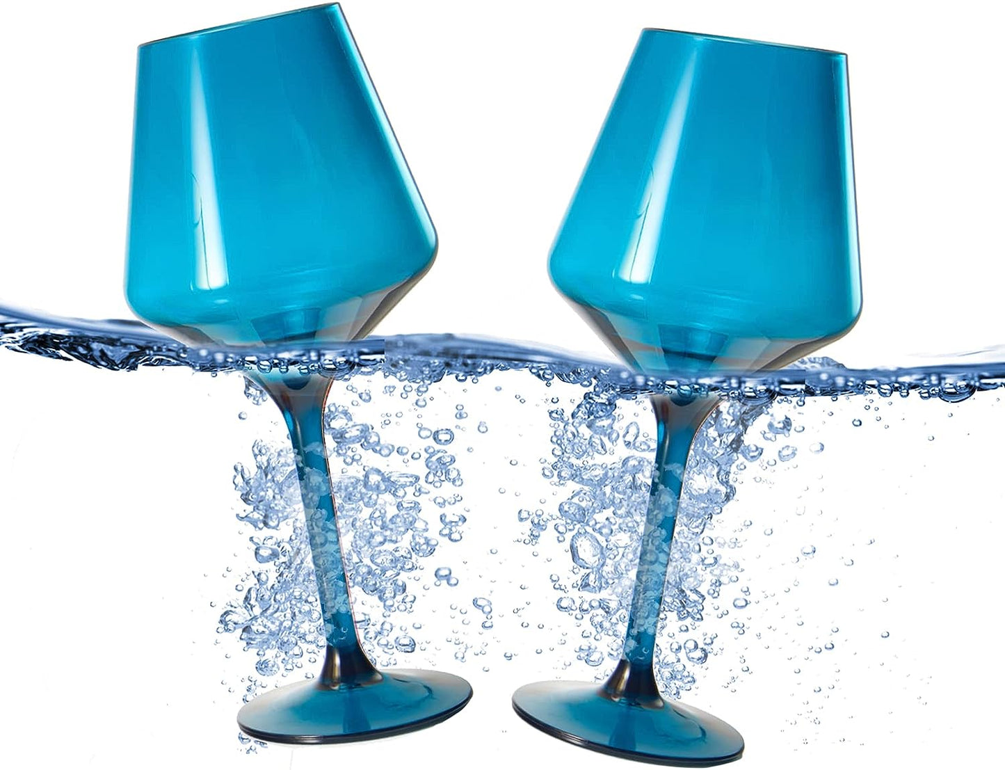 Muted Blue Floating Wine Glasses 15oz Set of 2