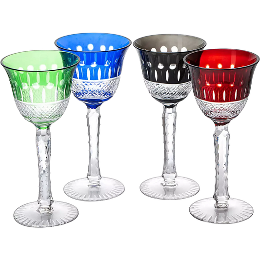 Crystal Italian Multicolor Design Glasses Set of 4