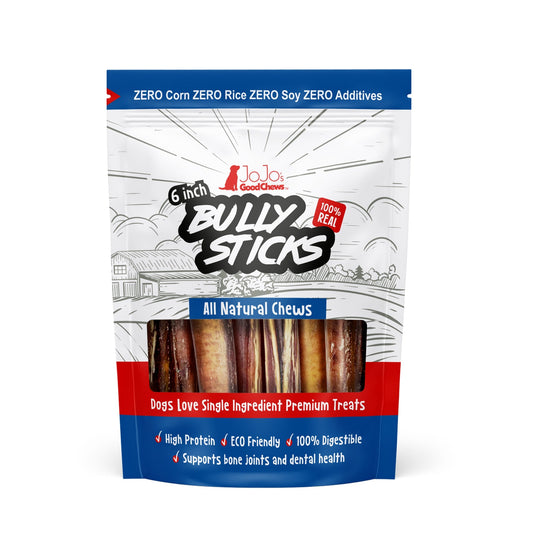 All-Natural Beef Bully Stick Dog Treats 6" Thick 3 Pack