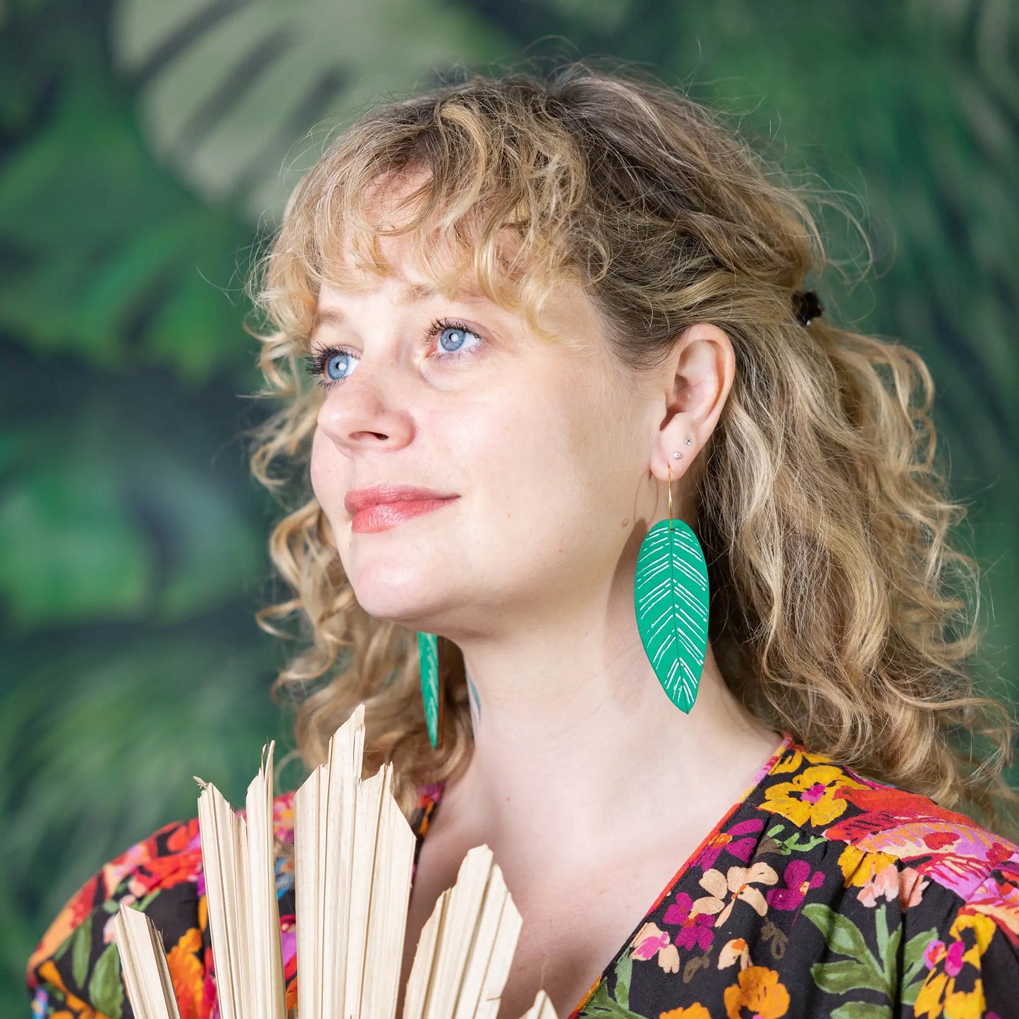 Calathea Leaf Hoop Earrings – Elegant & Botanical Statement Jewelry