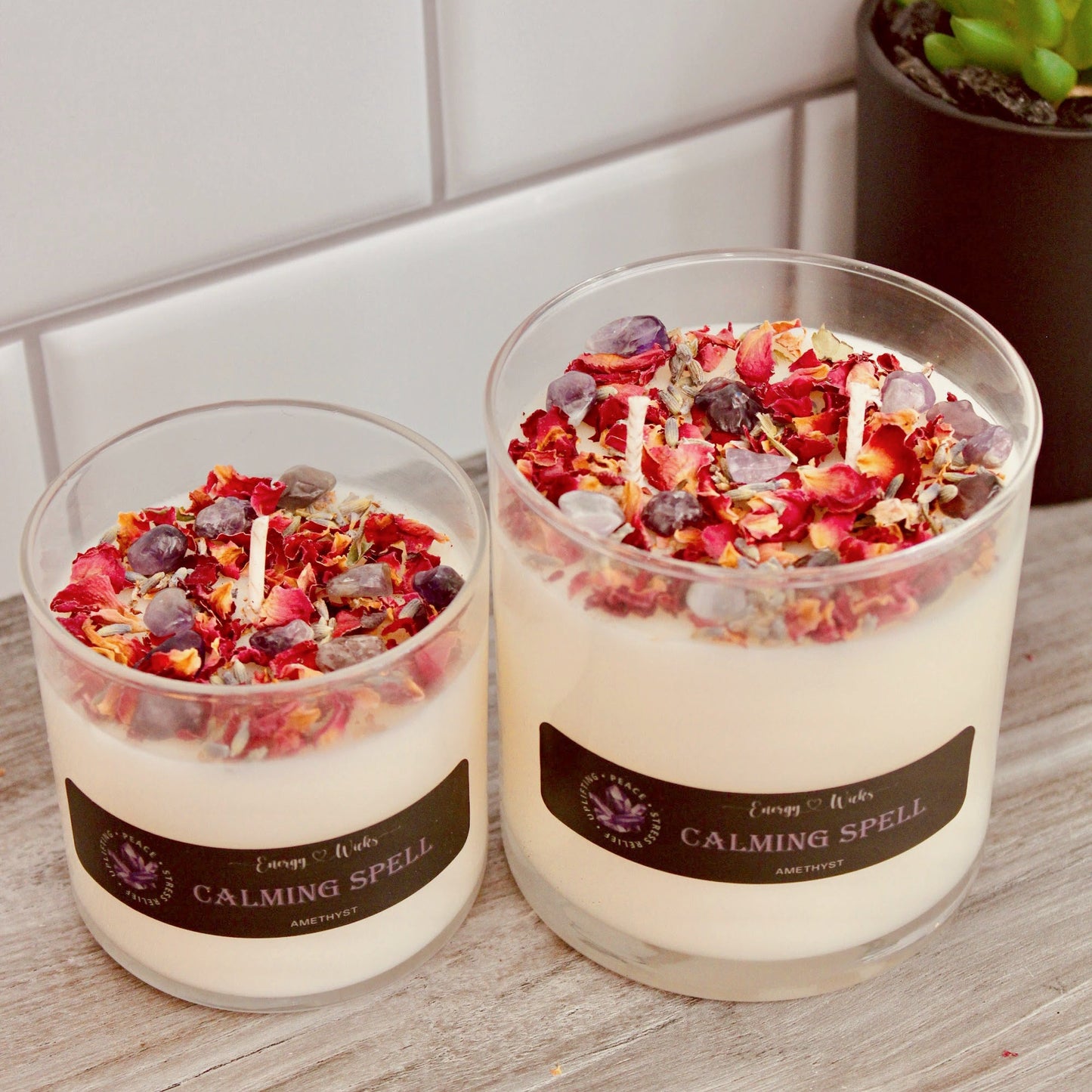 Calming Spell Crystal Candle – Relax & Restore Peace