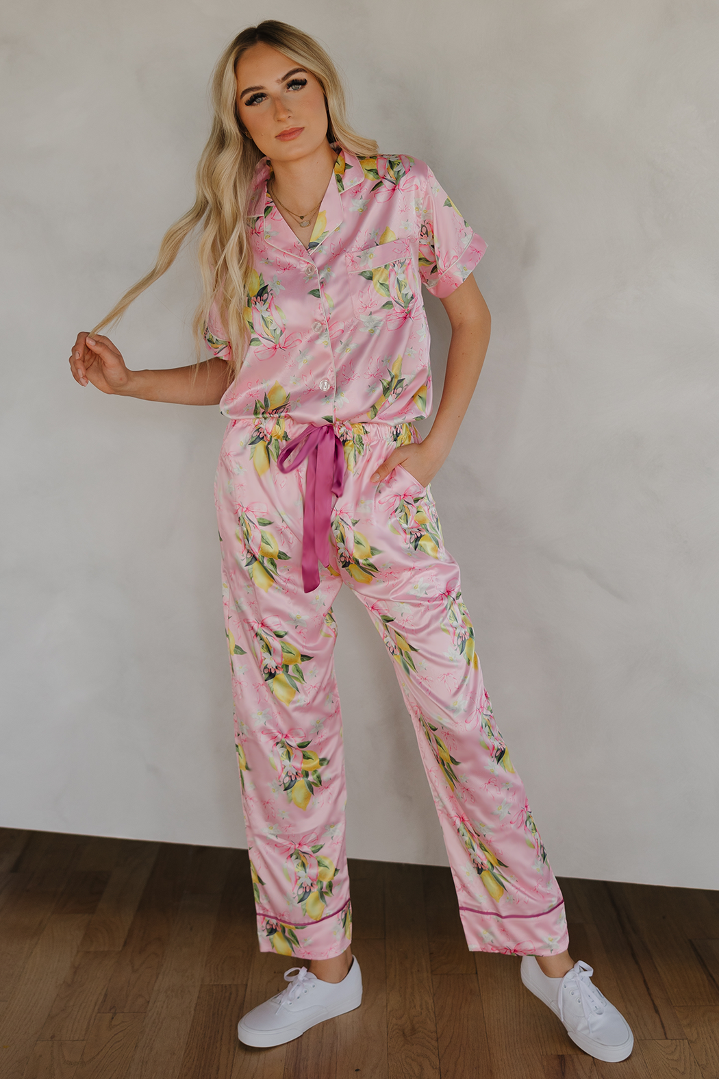 Citrine Coquette Ribbon Pajama Pants Set by Spikes and Seams