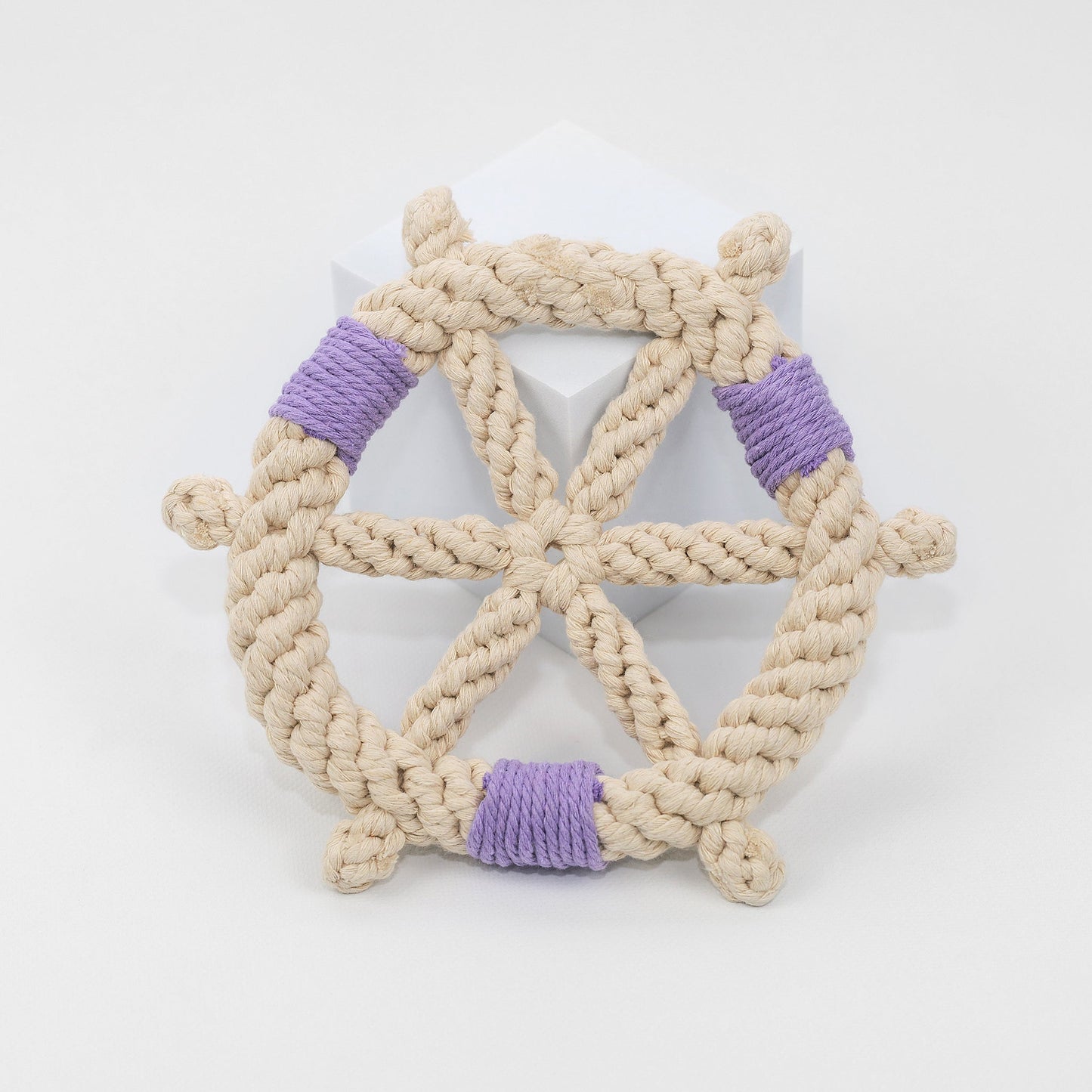 Colorful Steering Wheel Series Cotton Rope Woven Pet Toy - Front View. Durable and fun, perfect for chewing and playing.