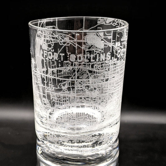 Fort Collins, CO Map Whiskey Glass