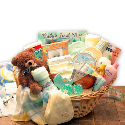 Deluxe Welcome Home Precious Baby Basket - Yellow