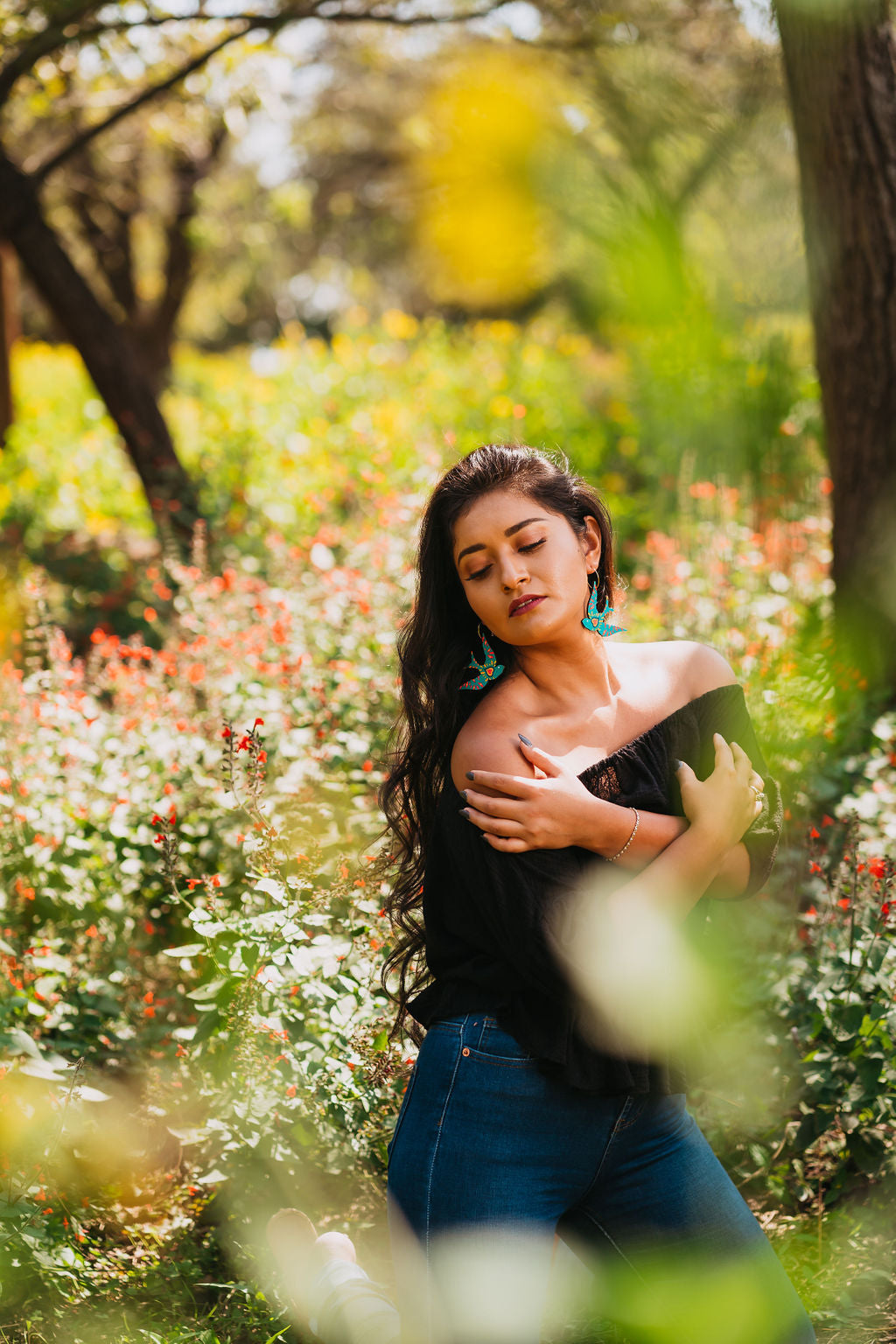 Turquoise Sparrow Hoop Earrings – Vibrant Nature-Inspired Jewelry