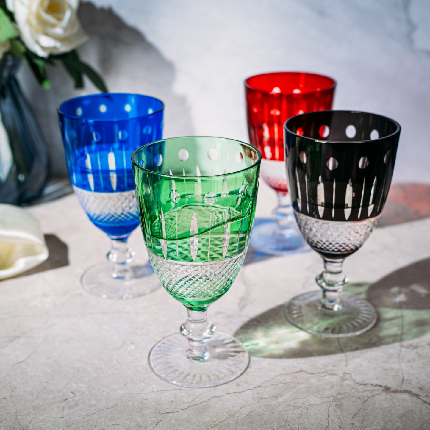 Crystal Italian Multicolor Design Cups Set of 4
