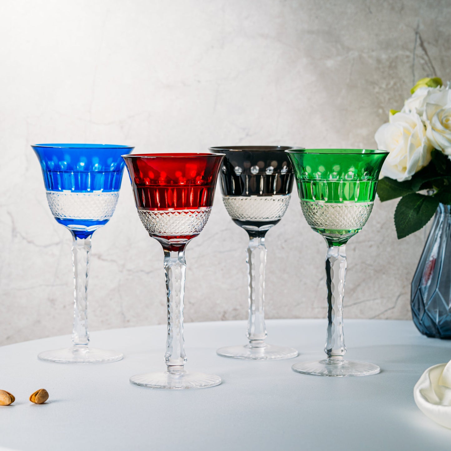 Crystal Italian Multicolor Design Glasses Set of 4