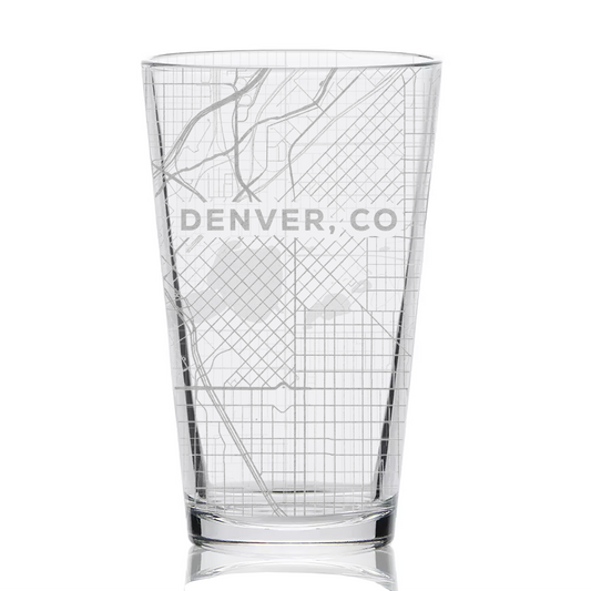 Denver, CO Map Pint Glass