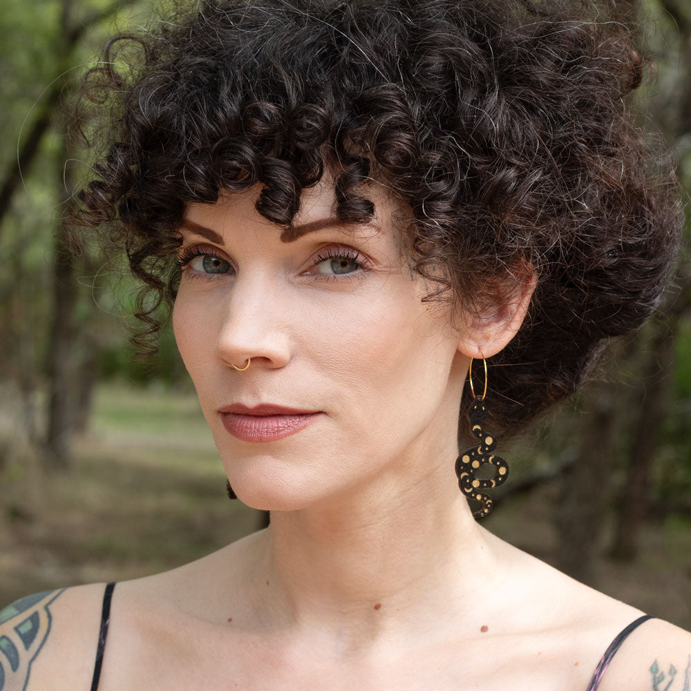 Moon Phases Snake Hoop Earrings – Mystical & Bold Statement Jewelry