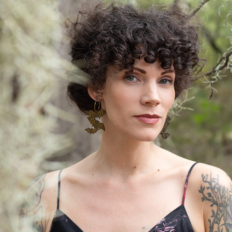 Shimmery Bat Hoop Earrings – Sparkling & Gothic Statement Jewelry