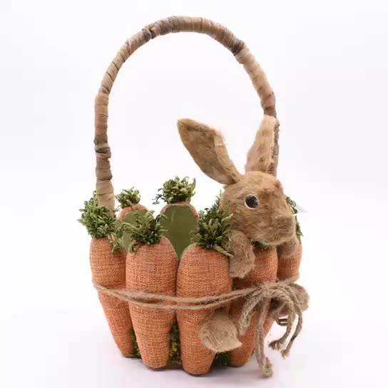 Handmade Easter Basket with Carrot – Cute Plush Gift Basket for Kids
