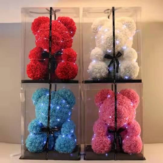 40cm Romantic Soap Rose Teddy – Elegant Floral Plush Gift