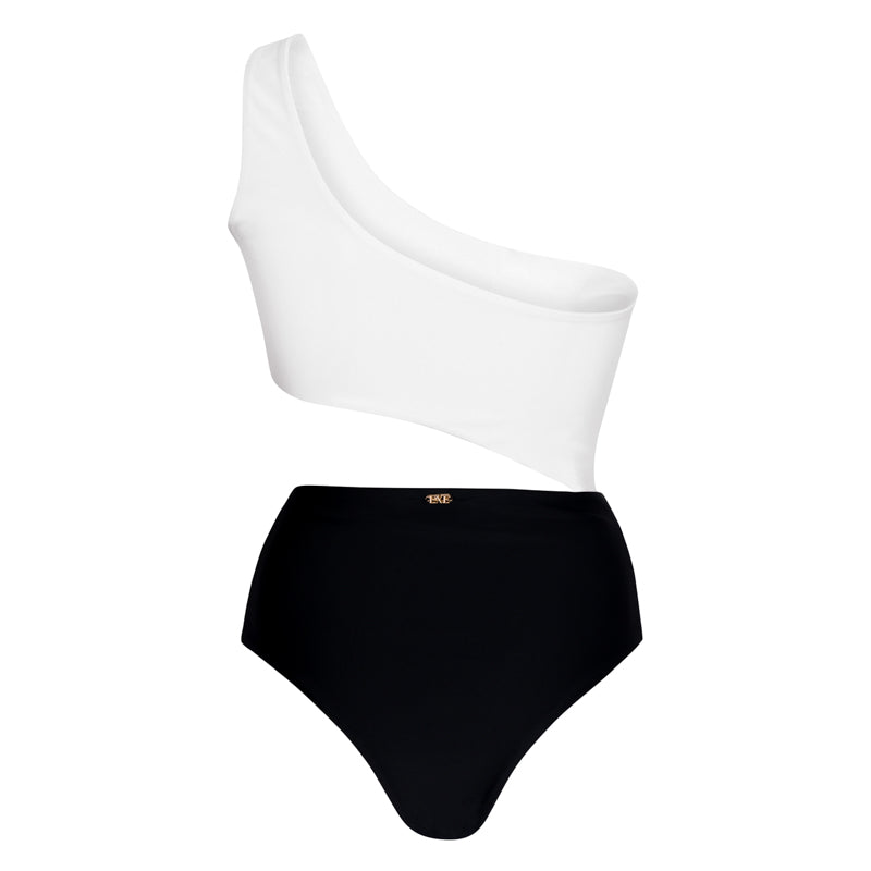 Ivory and Black One-Piece Swimsuit – Stylish Women’s Swimwear