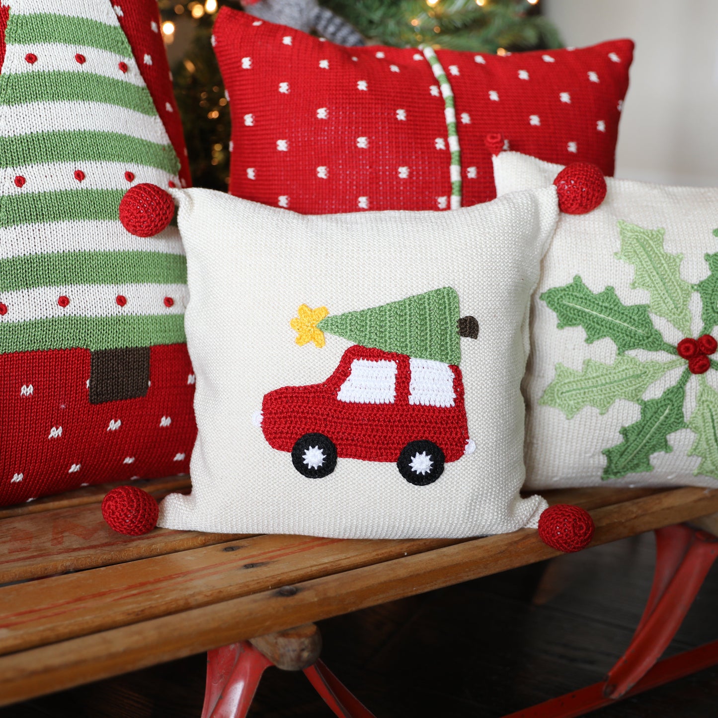 10-Inch Christmas Tree Car Pillow – Festive Holiday Throw Cushion