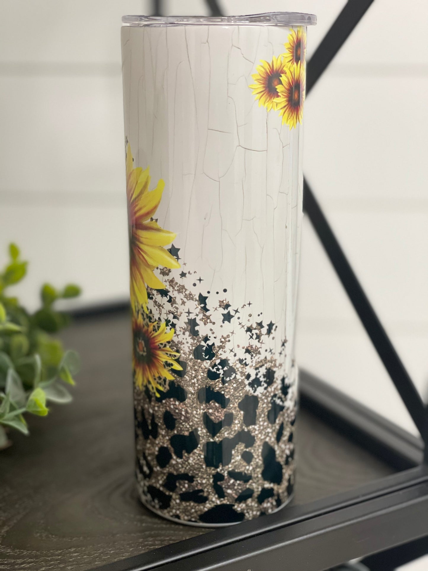 Sunflower Leopard 20oz Skinny Tumbler – Stylish Insulated Drinkware for Outdoor Use