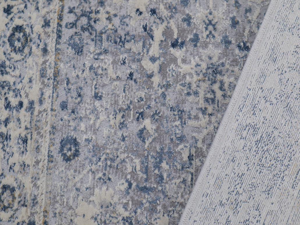 Vintage Delmar Rug – Light Gray and Blue Distressed Area Carpet