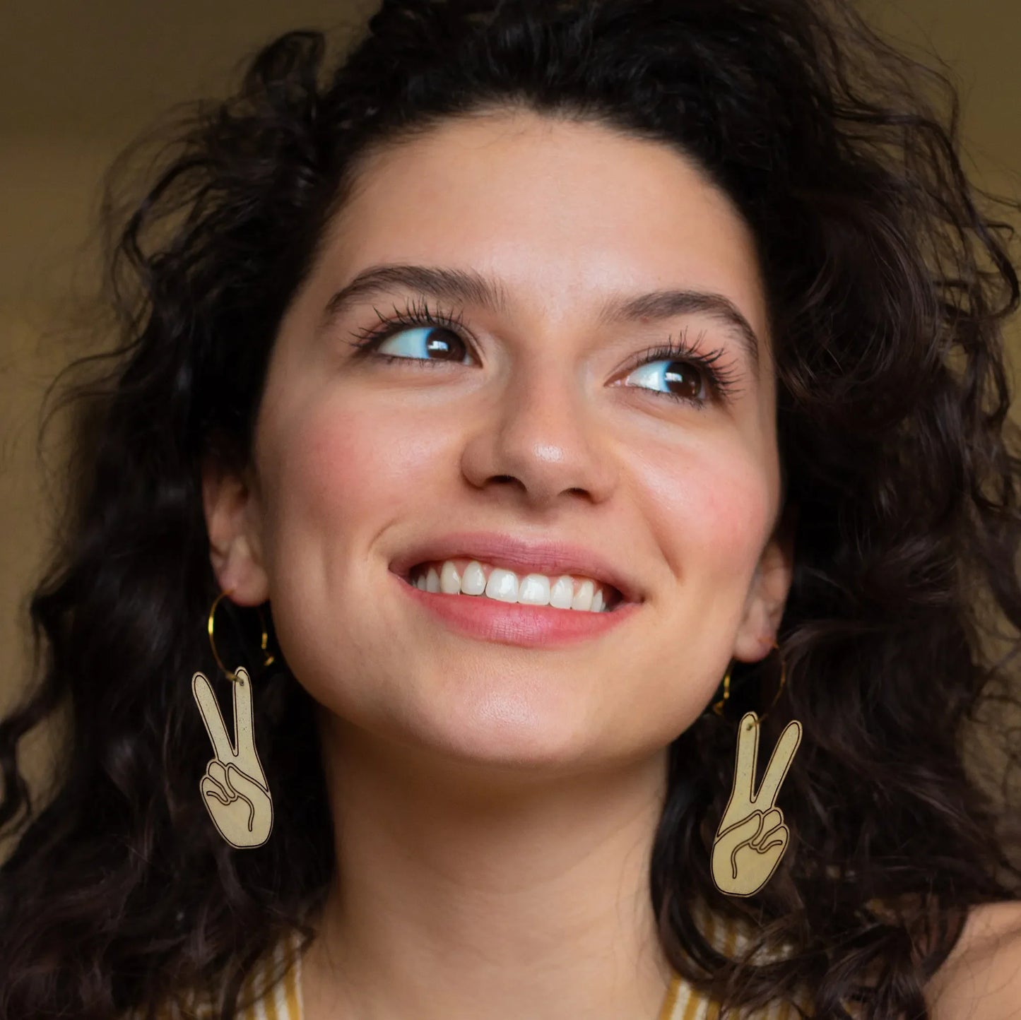 Black Peace Sign Hands Hoop Earrings – Bold Statement Jewelry