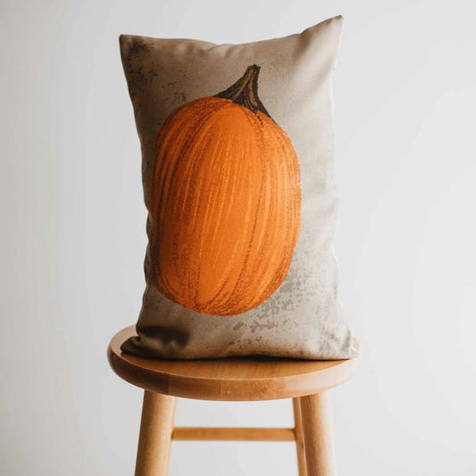 Primitive Fall Pumpkin Lumbar Throw Pillow