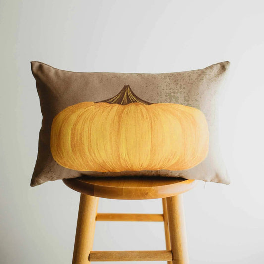 Primitive Flat Fall Pumpkin Lumbar Throw Pillow