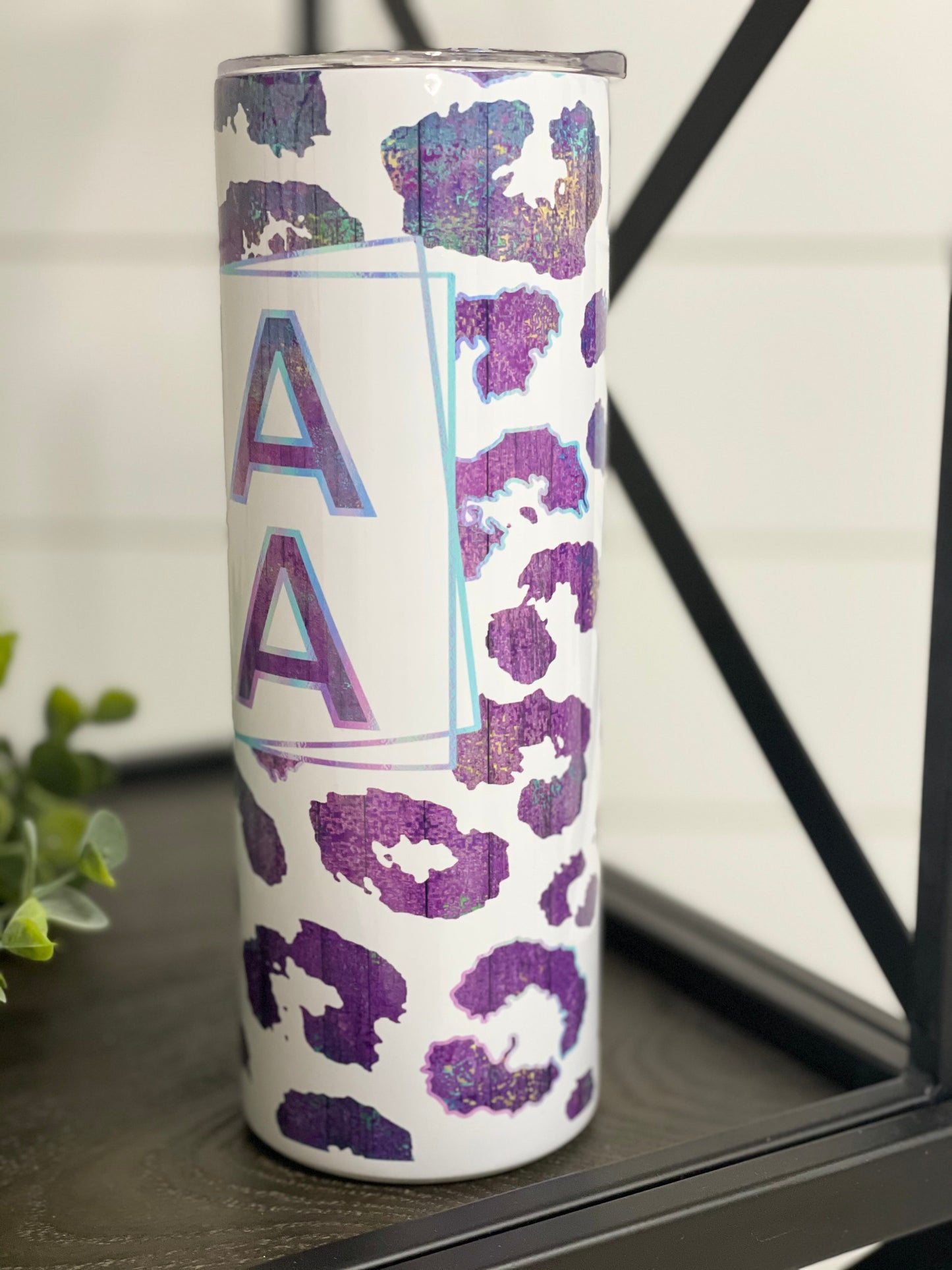 Purple Leopard Mama 20oz Skinny Tumbler – Stylish Insulated Drinkware for Moms