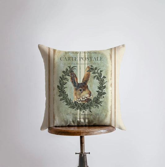 Rabbit Vintage Throw Pillow