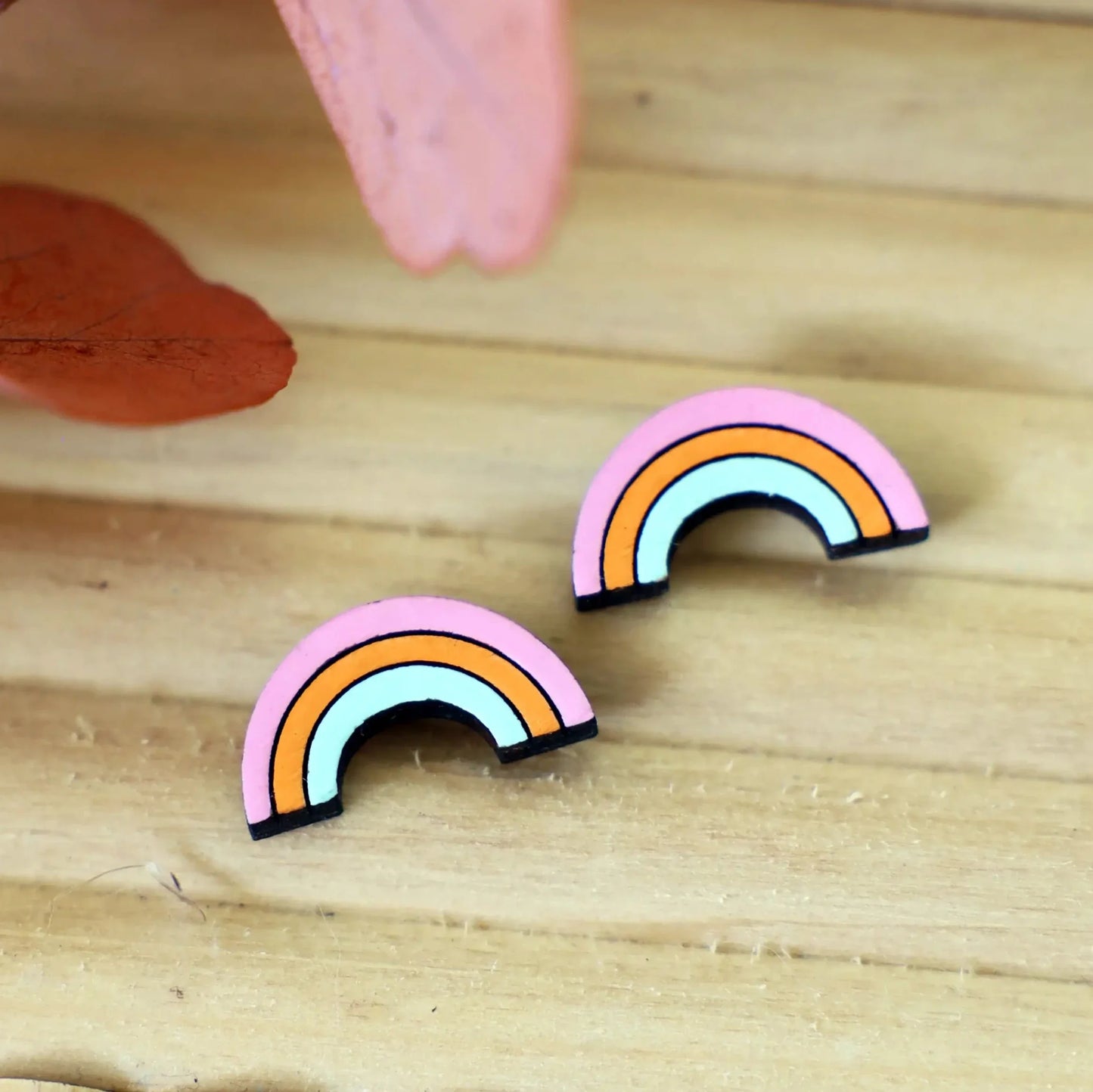 70s Pastel Rainbow Stud Earrings – Retro Colorful Statement Jewelry