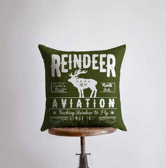 Reindeer Green Throw Pillow