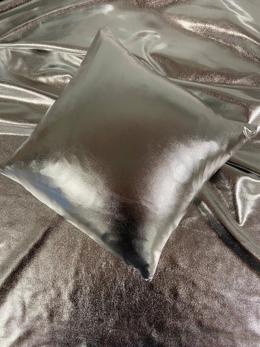 Silver Fabric Throw Pillow