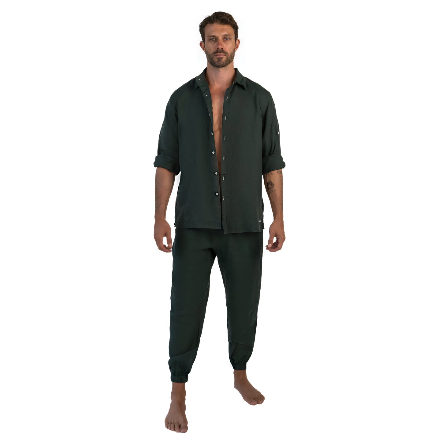 Dark Green Linen Shirt – Lightweight Casual Button-Up for Women