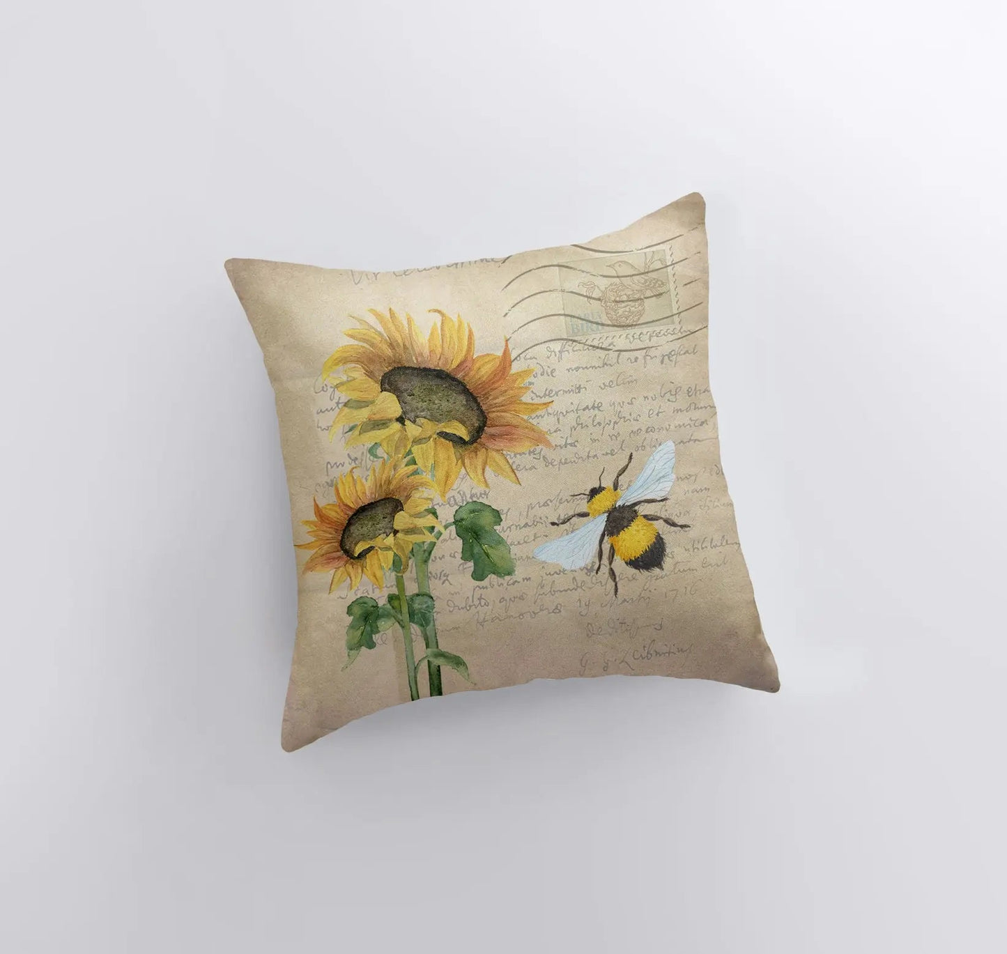 Sunflower Bee Throw Pillow