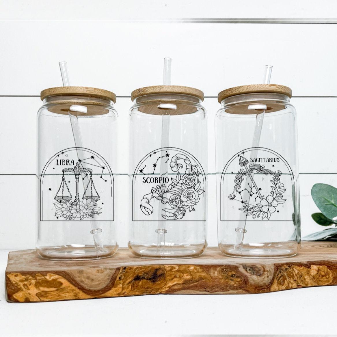Zodiac Constellation Glass Cup – Elegant Astrology Drinkware