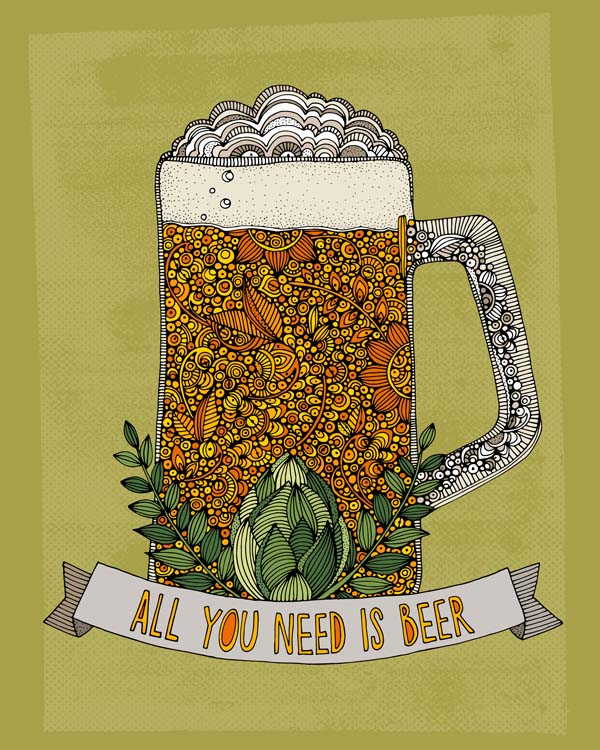 All You Need Is Beer Art Print – Fun Bar & Kitchen Wall Decor