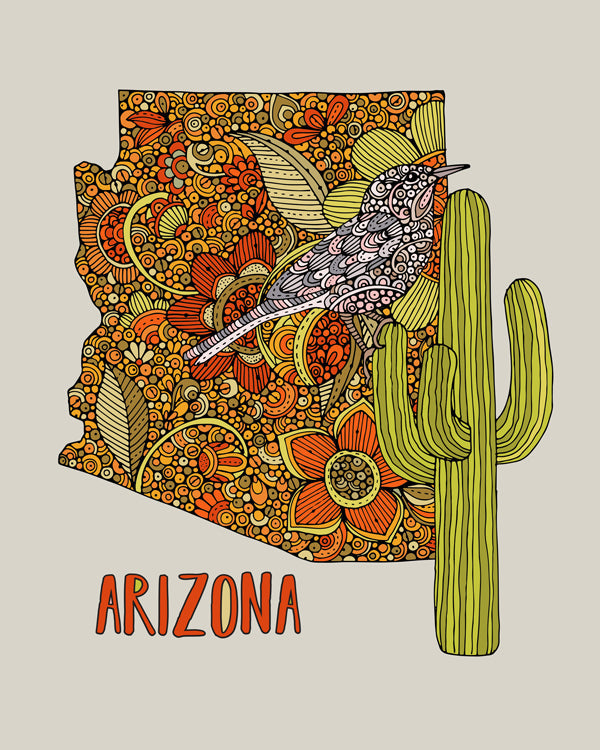 Arizona State Map Print – Detailed Patriotic Wall Art
