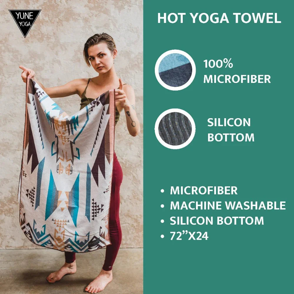 Yoga Towel | Non Slip Silicon Nubs | Absorbent Microfiber | White Black | Yune Yoga | The Jagger - Yune Yoga