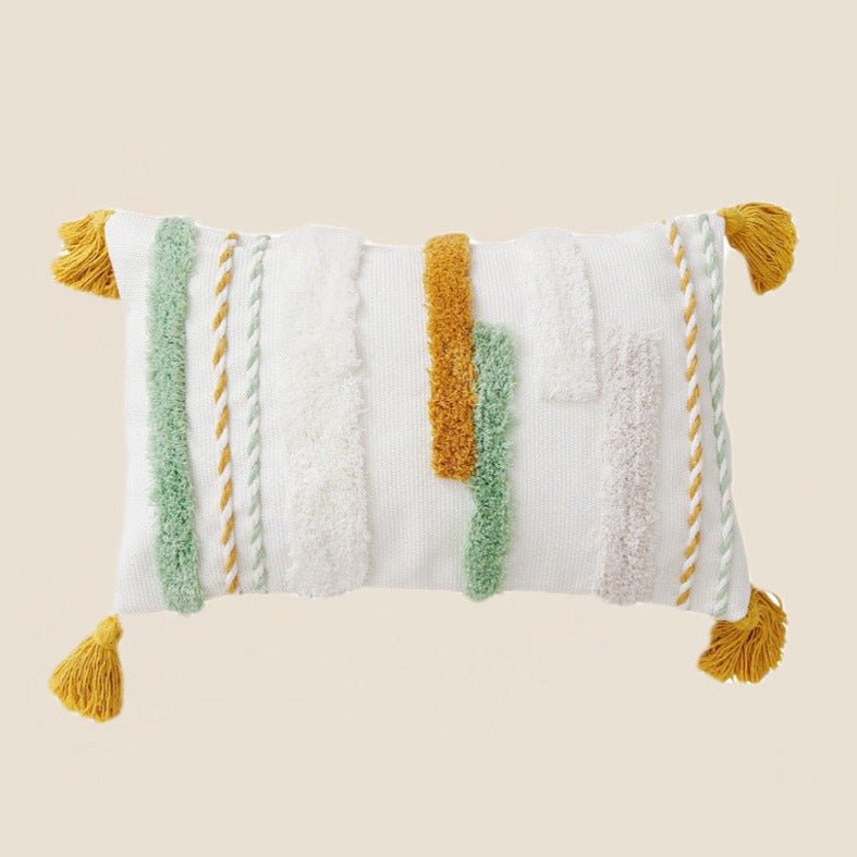 Boho-Inspired Decorative Throw Pillow Cover with Tassels – Hand-Tufted Cozy Comfort