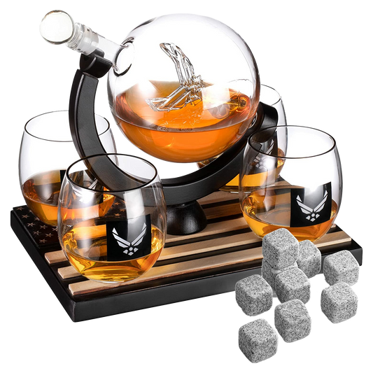 Airforce Whiskey Decanter Set with 4 Liquor Glasse
