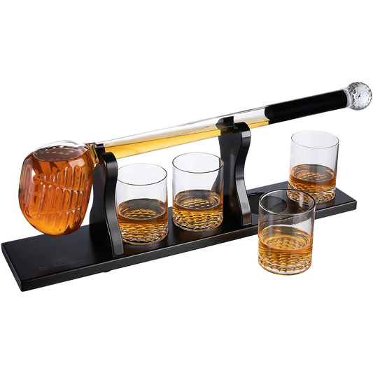 Golf Whiskey Decanter and 4 Glasses