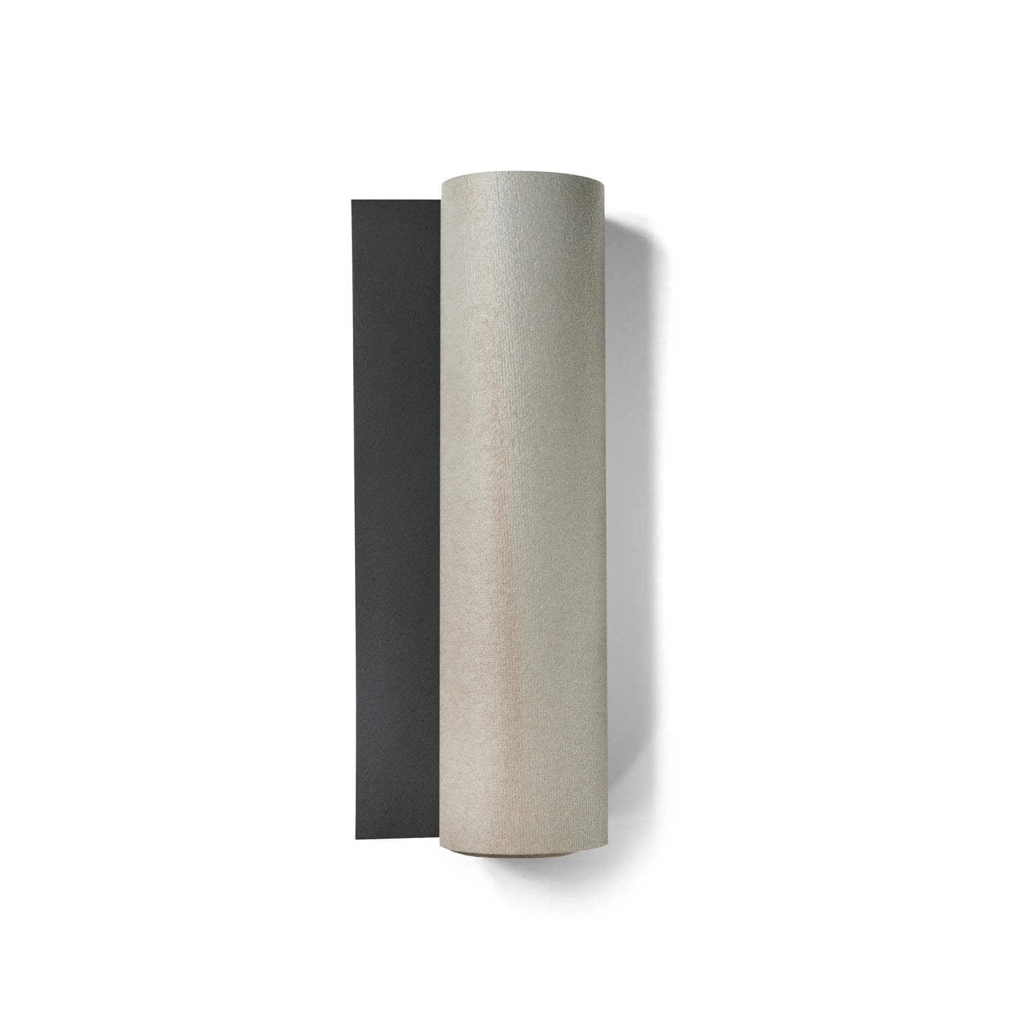 Two cylindrical objects, one black and one beige, on a white background
