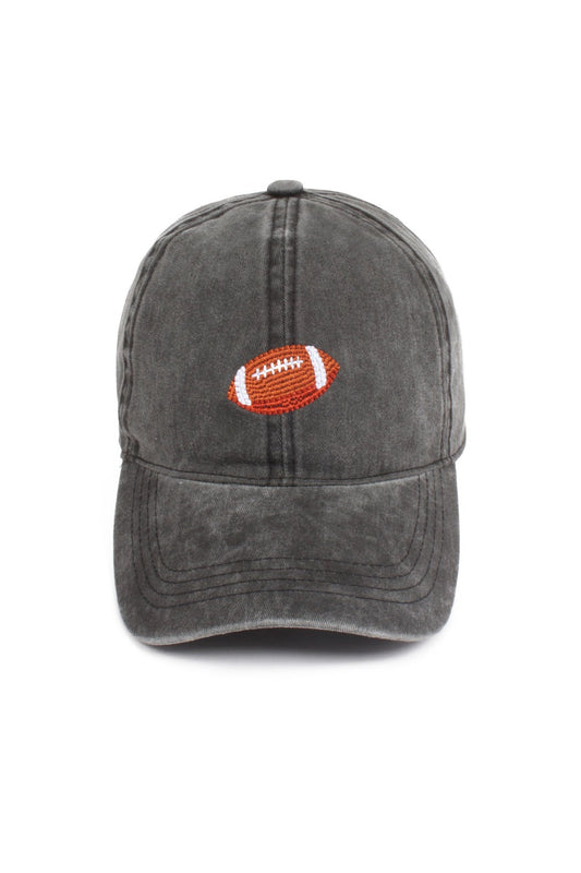 Embroidered Football Baseball Cap – Adjustable Vintage Dad Hat for Game Day