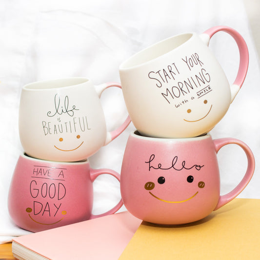 Set of Four Kitty Mood Series Ceramic Mugs